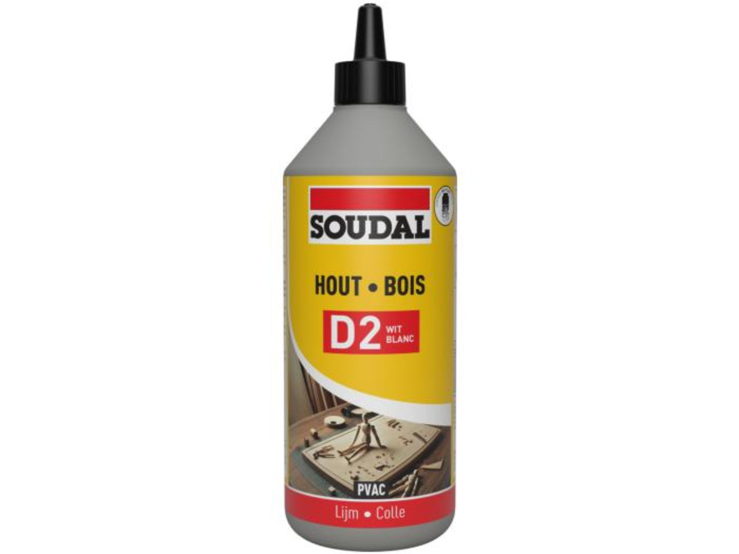 Adeziv pentru Lemn Soudal 62A - 750g, lipire puternică, aplicare ușoară, uscare transparentă.