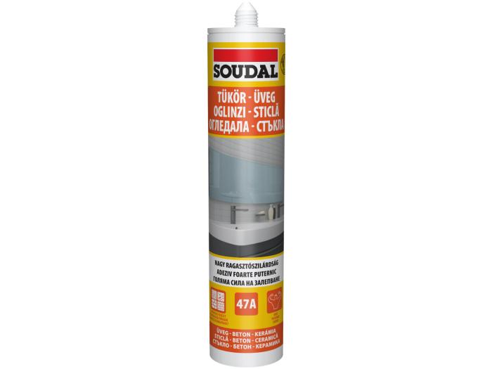 Adeziv pentru Oglinzi Soudal 47A - 280 ml, montaj sigur și durabil, ideal pentru fixarea oglinzilor pe diverse suprafețe.