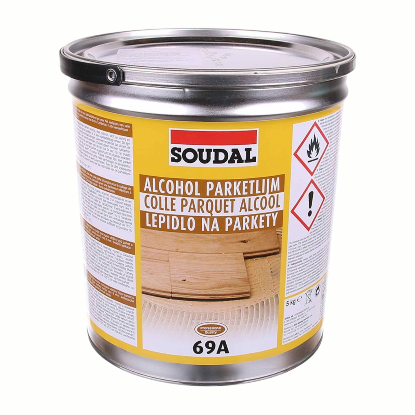 Adeziv pentru Parchet Masiv și Stratificat Soudal 69A - 5kg, fixare durabilă și elastică, rezistență la umiditate și variații de temperatură.