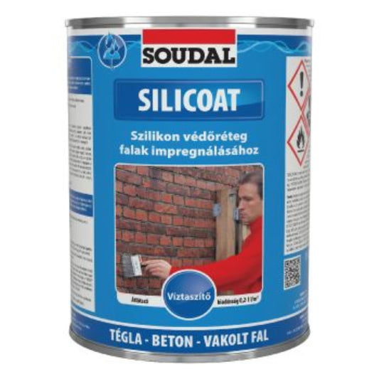 Agent de Impregnare pentru Fațade Soudal - 1L, protecție hidrofugă, tratament pentru beton, cărămidă și piatră naturală.