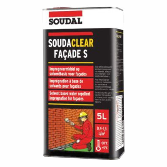 Agent de Impregnare Soudal - 5L, tratament hidrofug pentru protecția fațadelor, betonului și suprafețelor poroase împotriva umezelii.