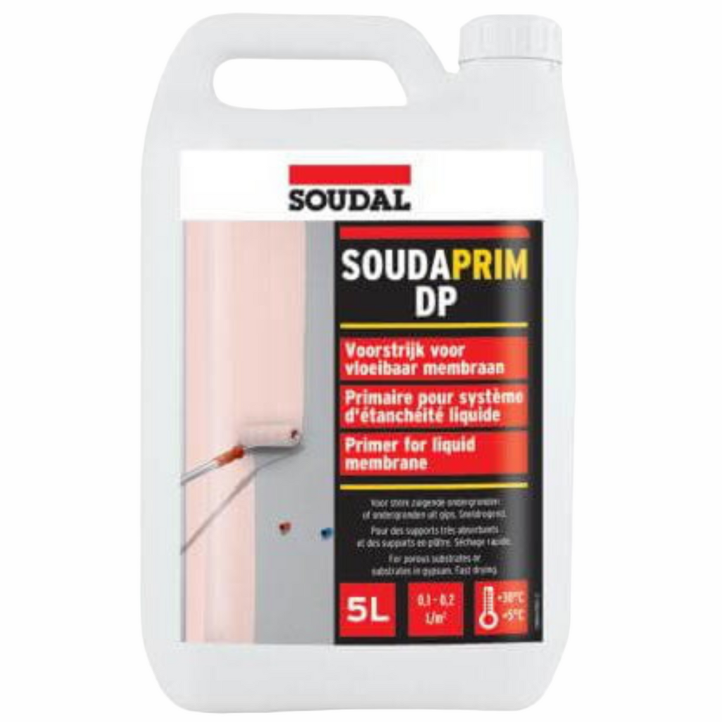 Amorsă Soudal Soudaprim SHS - 5L, pregătire suprafețe pentru hidroizolații durabile pe beton, cărămidă și lemn.