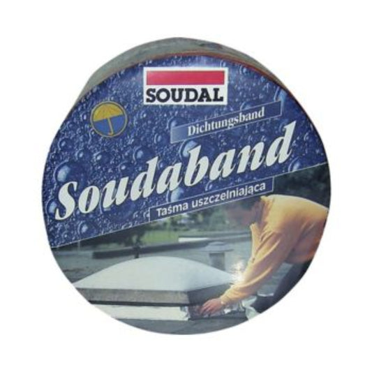 Bandă Bituminoasă Soudal - 10cm x 10m, folie de aluminiu, autoadezivă, etanșare și protecție impermeabilă pentru acoperișuri și jgheaburi.
