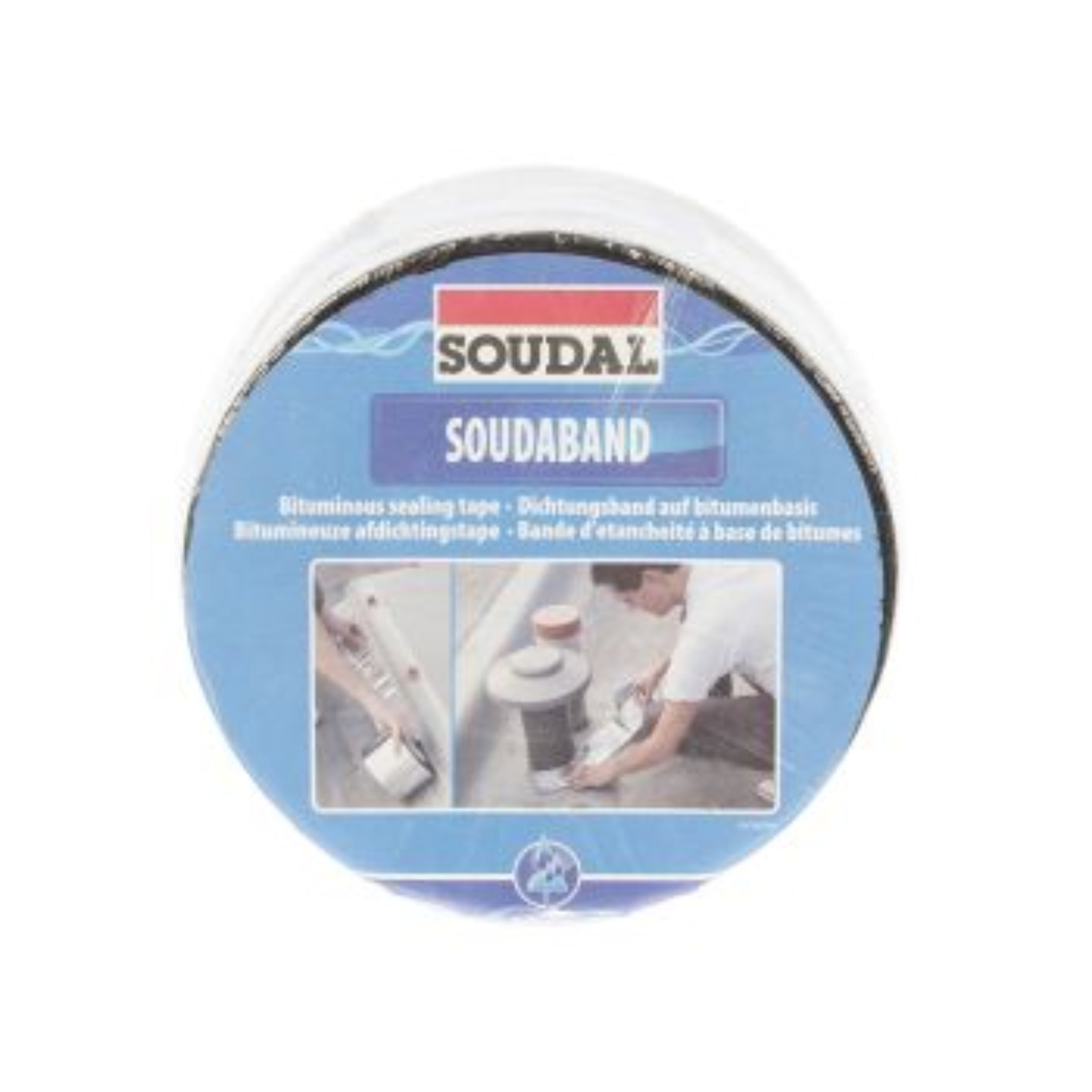 Bandă Bituminoasă Soudal - 10cm x 10m, folie plastifiată, autoadezivă, etanșare și protecție impermeabilă pentru acoperișuri și jgheaburii