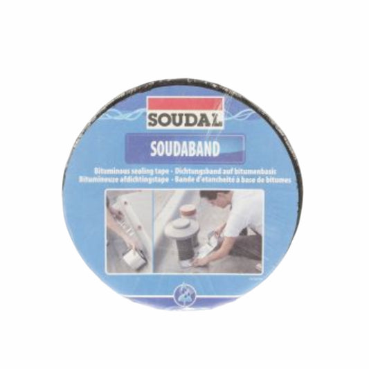 Bandă Bituminoasă Soudal - 15cm x 10m, folie plastifiată, autoadezivă, etanșare și protecție impermeabilă pentru acoperișuri și jgheaburi.