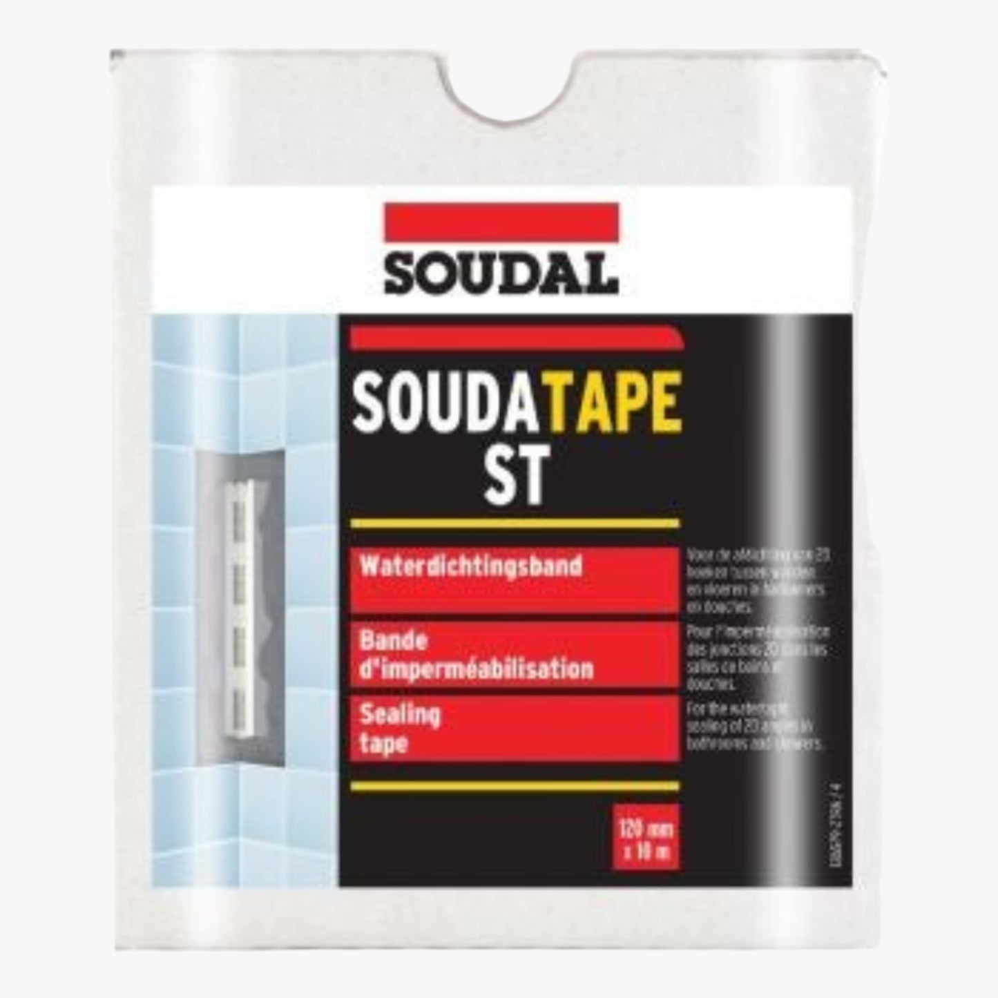 Bandă Etanșare Colț 2D Soudal - 10 x 120 mm, protecție eficientă împotriva infiltrațiilor de apă și fisurilor în îmbinări.