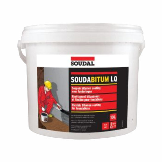 Hidroizolație Monocomponentă Soudal Soudabitum LQ - 10L, protecție avansată împotriva infiltrațiilor pentru fundații, terase și structura expuse.