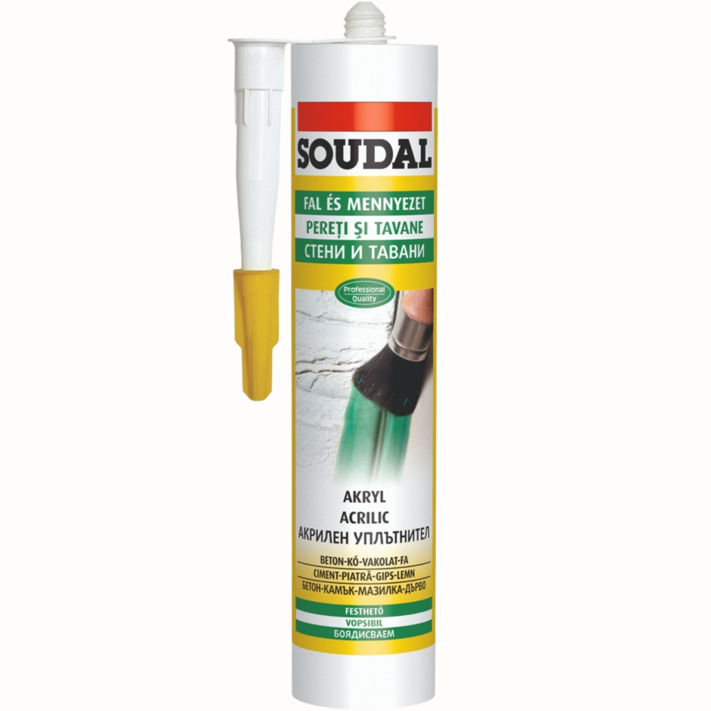 Mastic Acrilic Soudal - Alb, 280ml, etanșare și umplerea rosturilor la uși și ferestre.