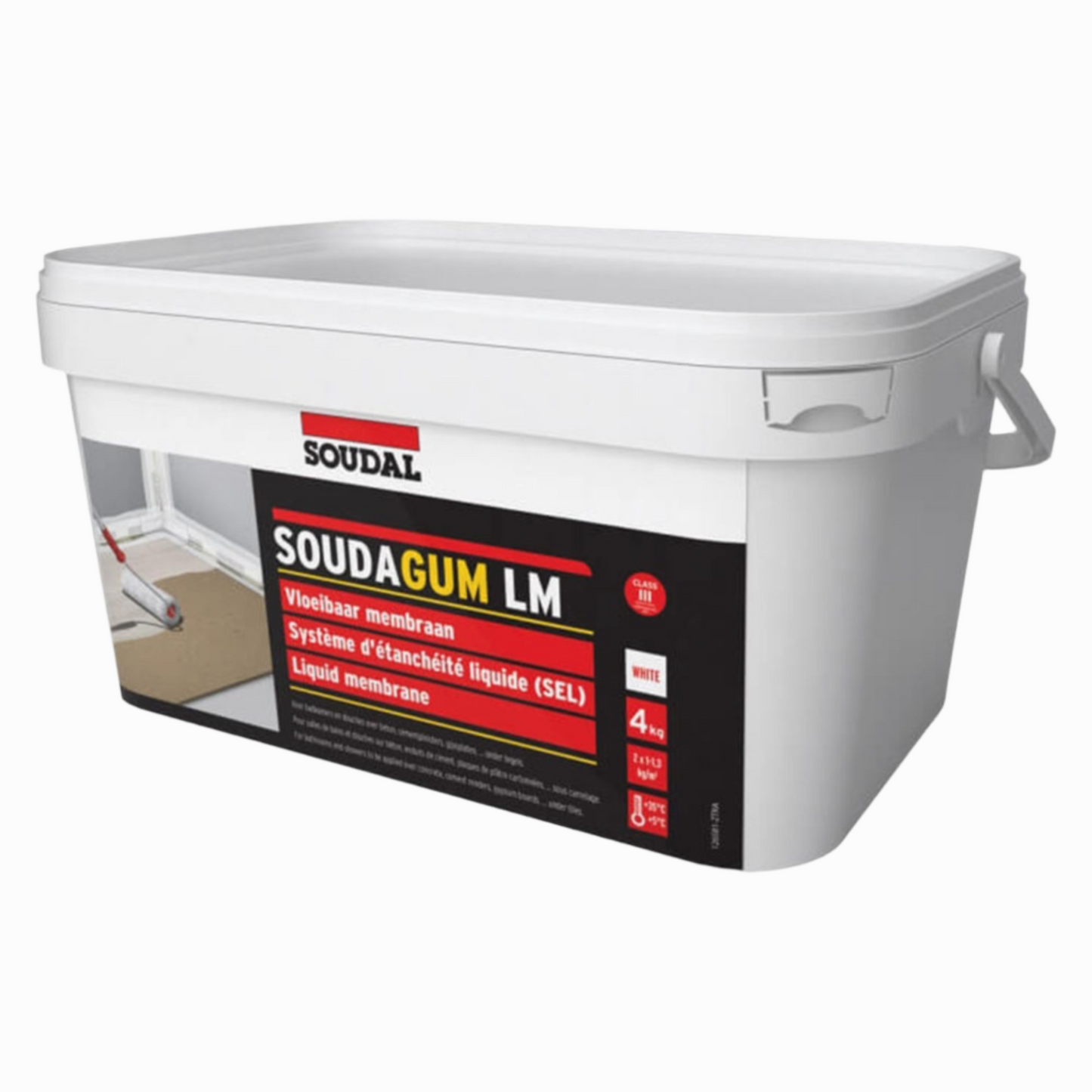 Membrană lichidă Soudal Soudagum SHS - 4kg, hidroizolație flexibilă pentru acoperișuri, fundații și terase.