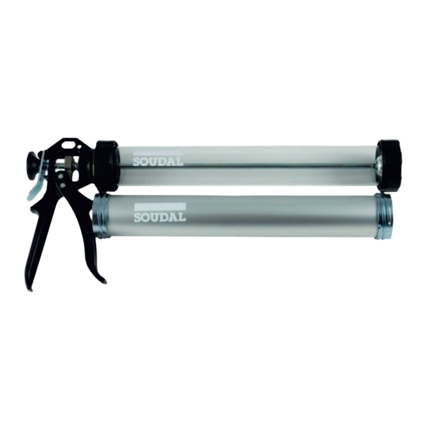 Pistol Silicon Soudal - 600ml, metal, aplicare tip salam, ideal pentru etanșanți și adezivi.