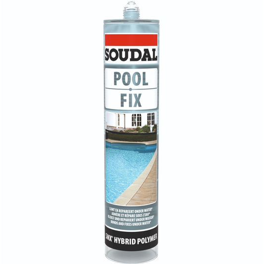Sigilant Soudal Pool Fix - 290ml, transparent, etanșare pentru piscine, rezistență la apă și clor, aplicare ușoară.