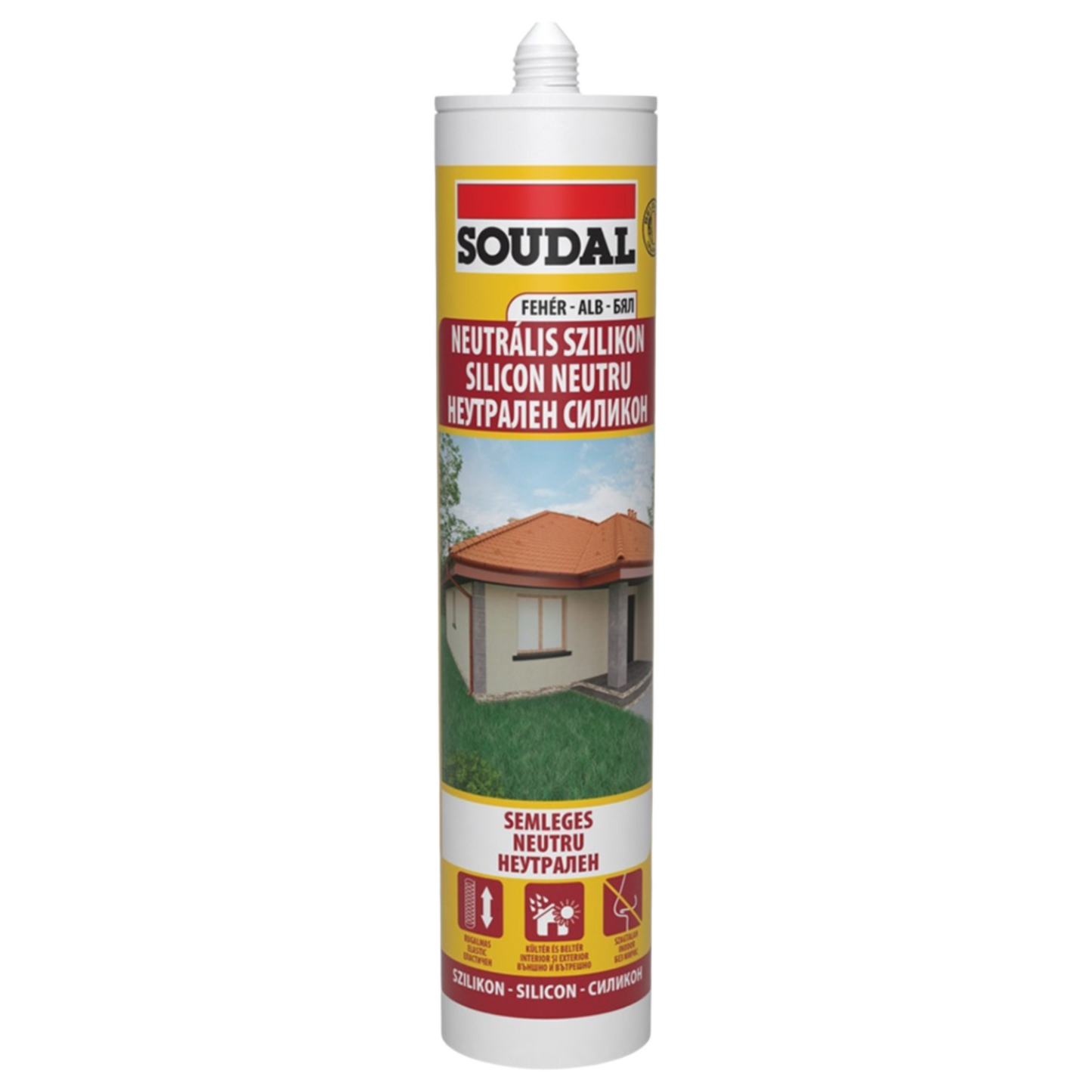 Silicon Neutru Soudal - Bej, 280ml, etanșare flexibilă pentru interior și exterior.