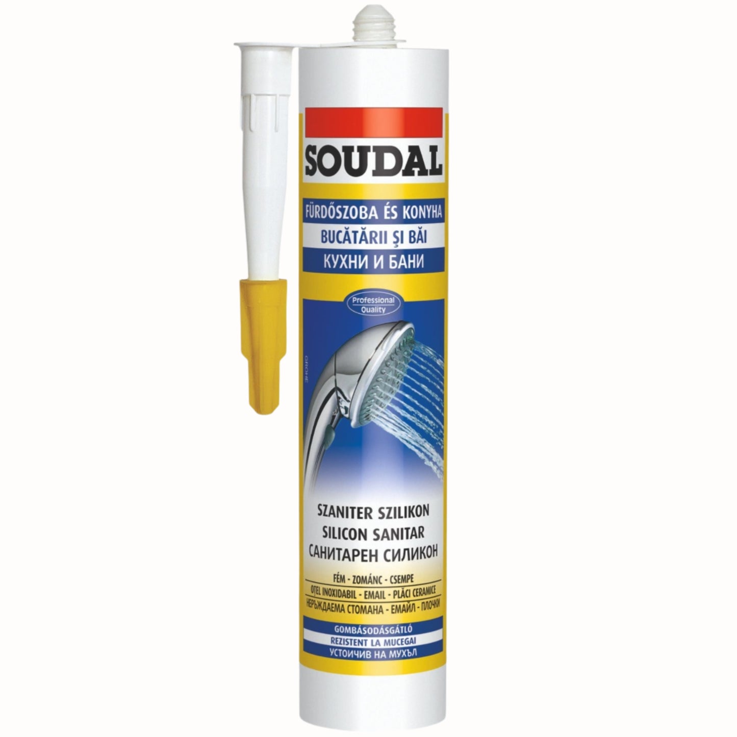 Silicon Sanitar Soudal - Alb, 280ml, etanșare durabilă pentru baie și bucătărie, rezistență la umezeală și mucegai.