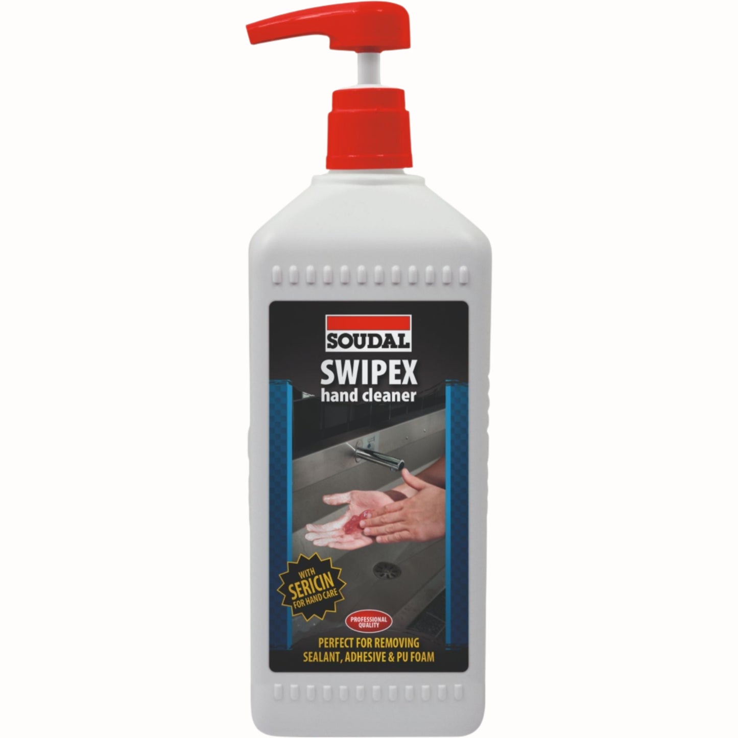 Soluție lichidă pentru curățarea mâinilor Soudal Swipex - 1L, îndepărtează eficient vopsea, ulei, adezivi și siliconi.