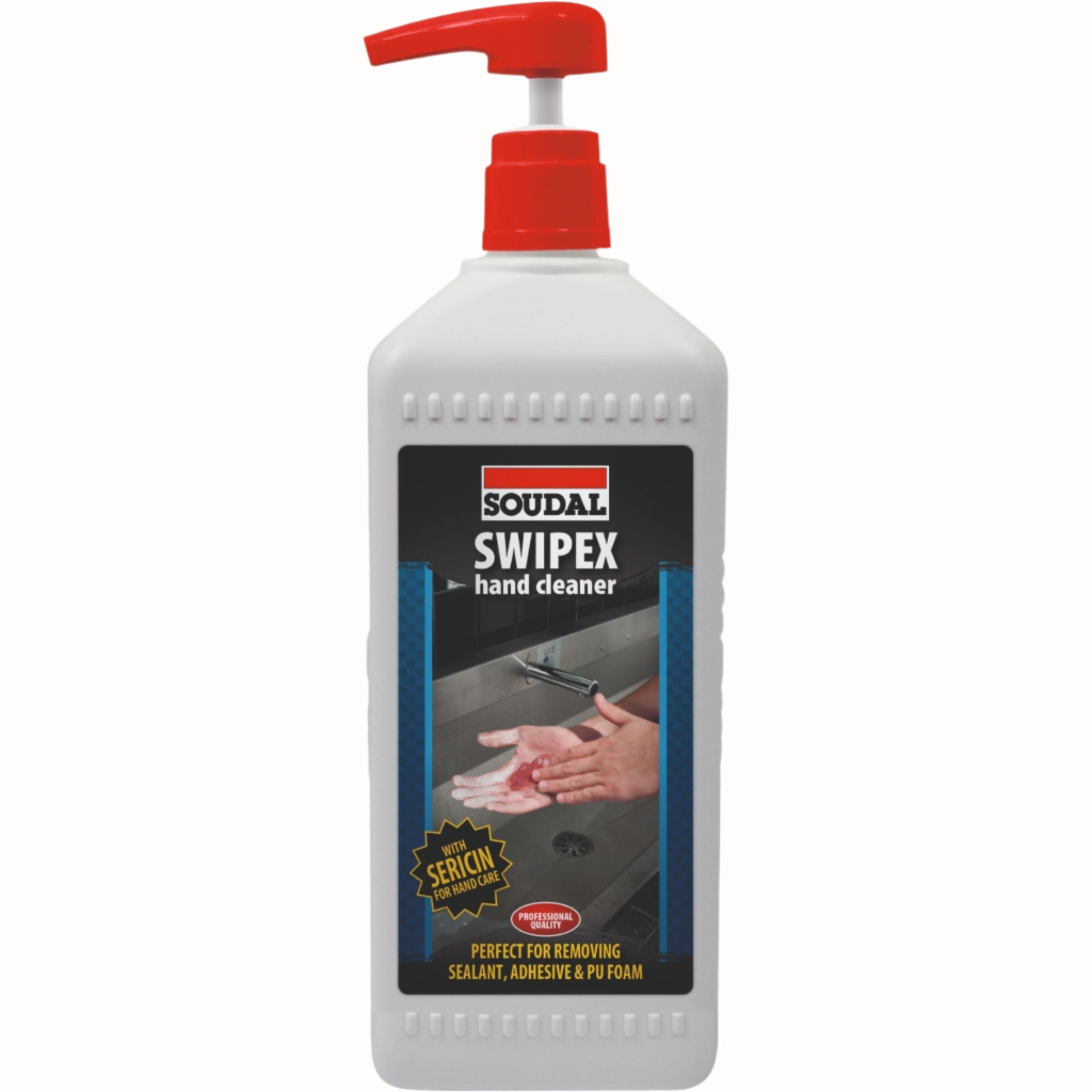 Soluție lichidă pentru curățarea mâinilor Soudal Swipex - 1L, îndepărtează eficient vopsea, ulei, adezivi și siliconi.