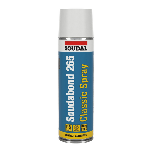Spray adeziv Soudal Soudabond 265 - 500ml, lipire rapidă și fixare durabilă pentru multiple materiale
