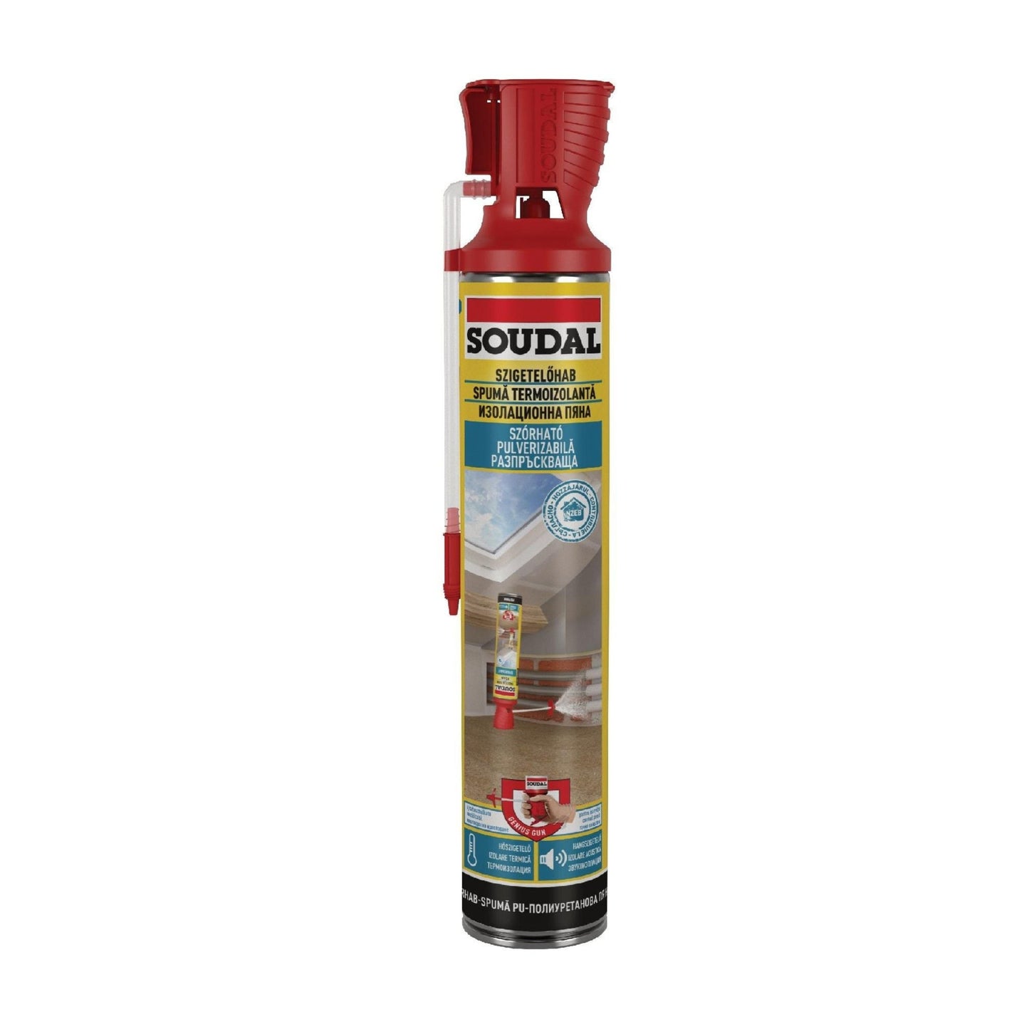 Spumă Izolatoare Soudal Genius - 700ml, aplicare cu pai, etanșare eficientă pentru izolație termică și fonică.