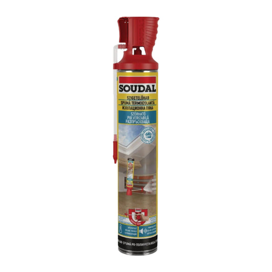 Spumă Izolatoare Soudal Genius - 700ml, aplicare cu pai, etanșare și izolare termică eficientă.