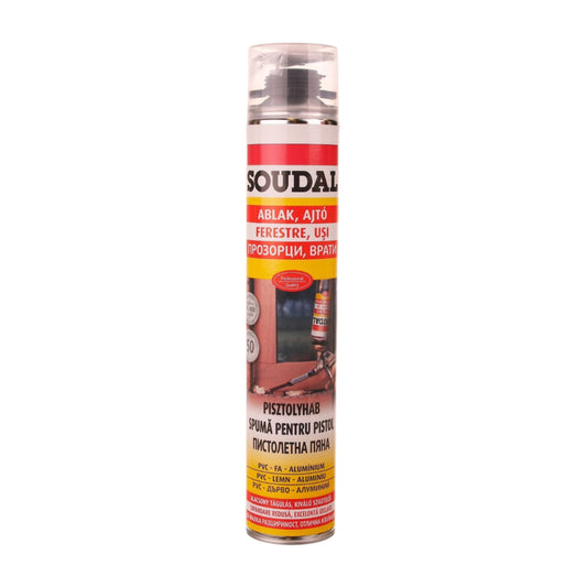 Spumă Poliuretanică Soudal - 750ml, aplicare cu pistol, etanșare și izolare termică profesională.