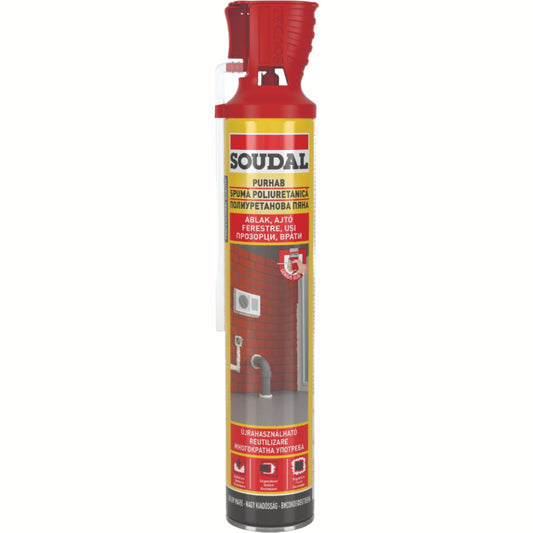 Spumă Poliuretanică Soudal - 750ml, izolare termică și fonică, etanșare și umplere rosturi în construcții.