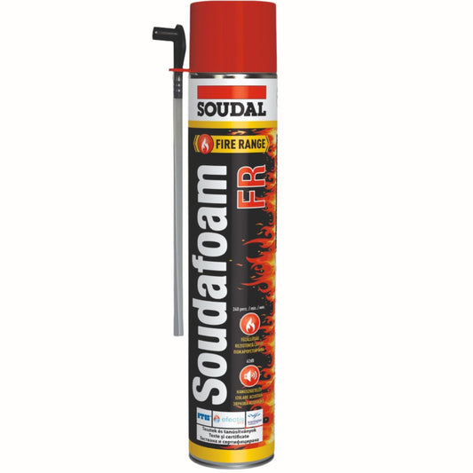 Spumă Poliuretanică Soudal Antifoc - 750ml, roz, aplicare manuală, protecție la foc și izolare termică