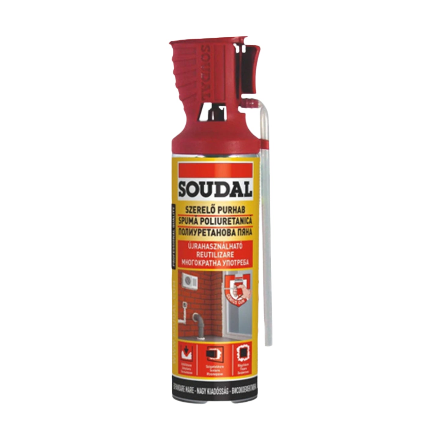 Spumă Poliuretanică Soudal GG - 300ml, izolare termică și fonică, ideală pentru umplerea rosturilor și etanșarea structurală.